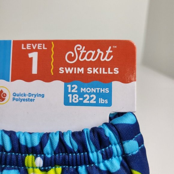 Swimschool Reusable Swim Diaper UPF 50 Level 1 18-22 lbs 12M Sharks Octopus Blue - Picture 3 of 12